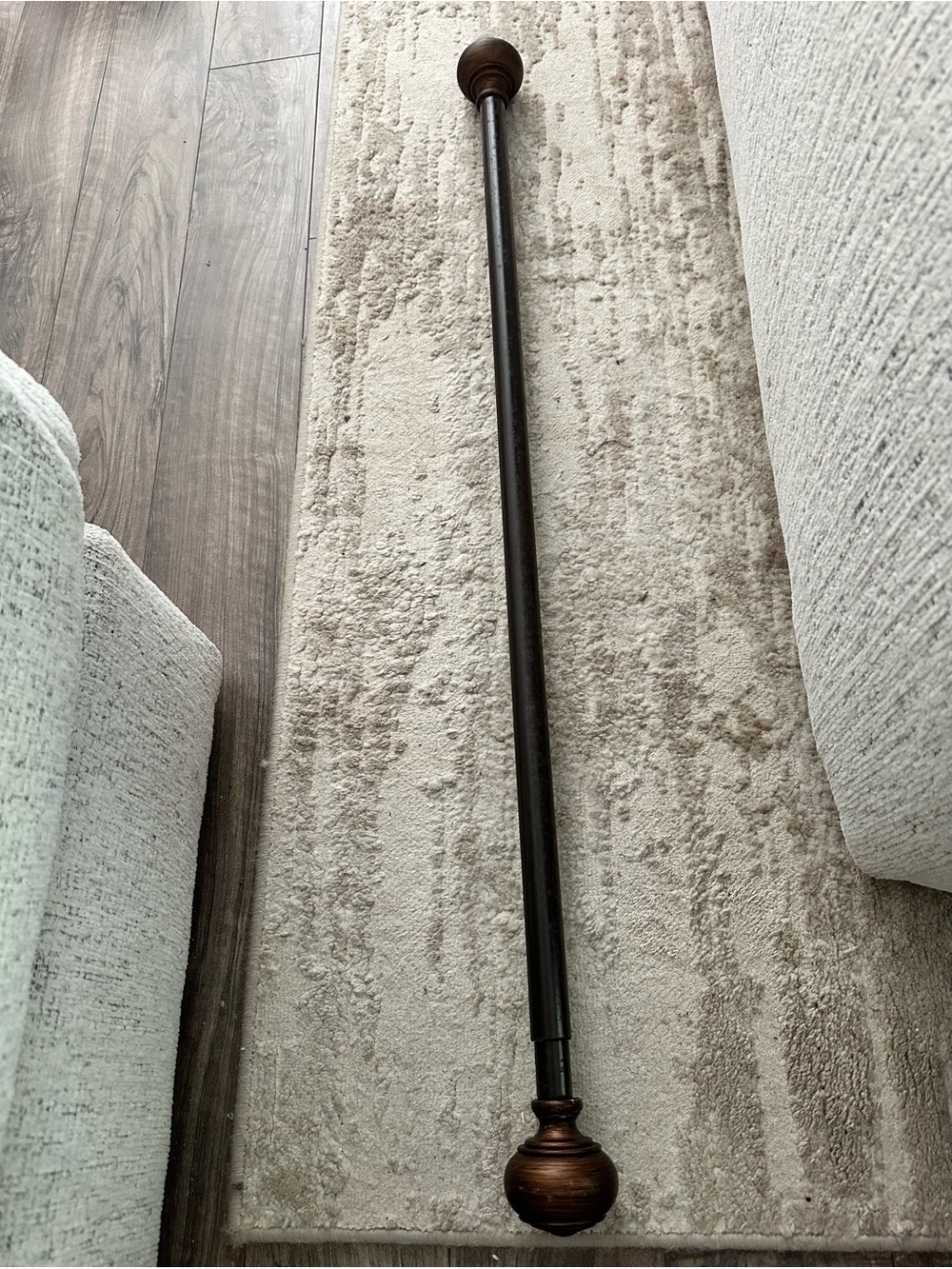 Decorative Wooden Curtain Rod with Round Finials - Dark Brown